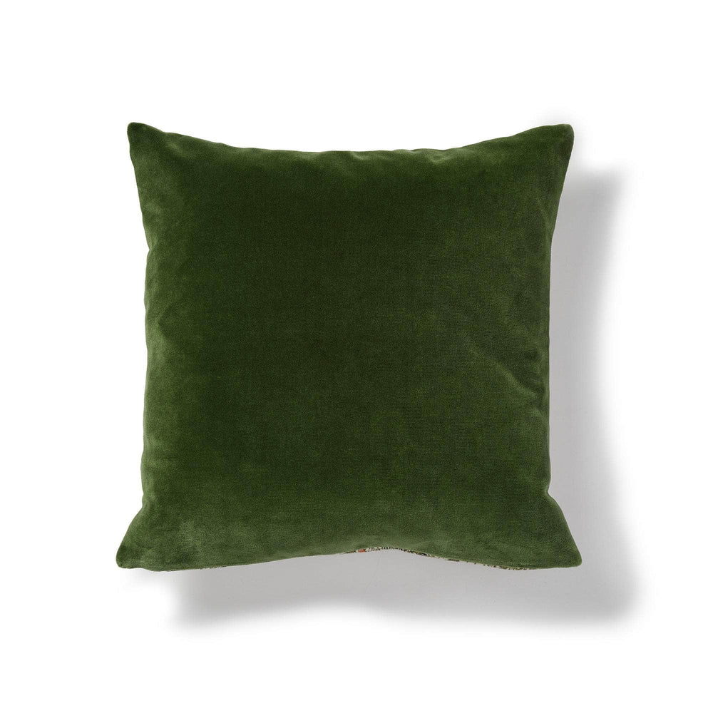Square Veg Row (Med) Cushion with Green Velvet