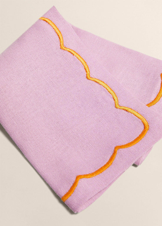 Pink and Orange Embroidered Napkins (Set of 2)