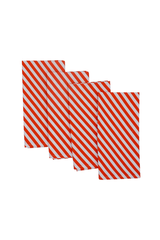 Red and White Candy Cane Napkins (Set of 4) 100% cotton