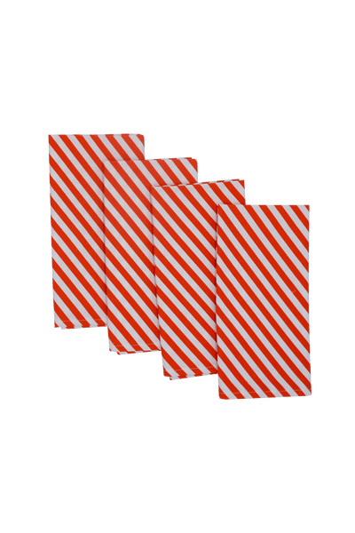 Red and White Candy Cane Napkins (Set of 4) 100% cotton