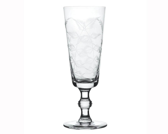 Load image into Gallery viewer, A Set of Four Crystal Champagne Flutes with Fern Design
