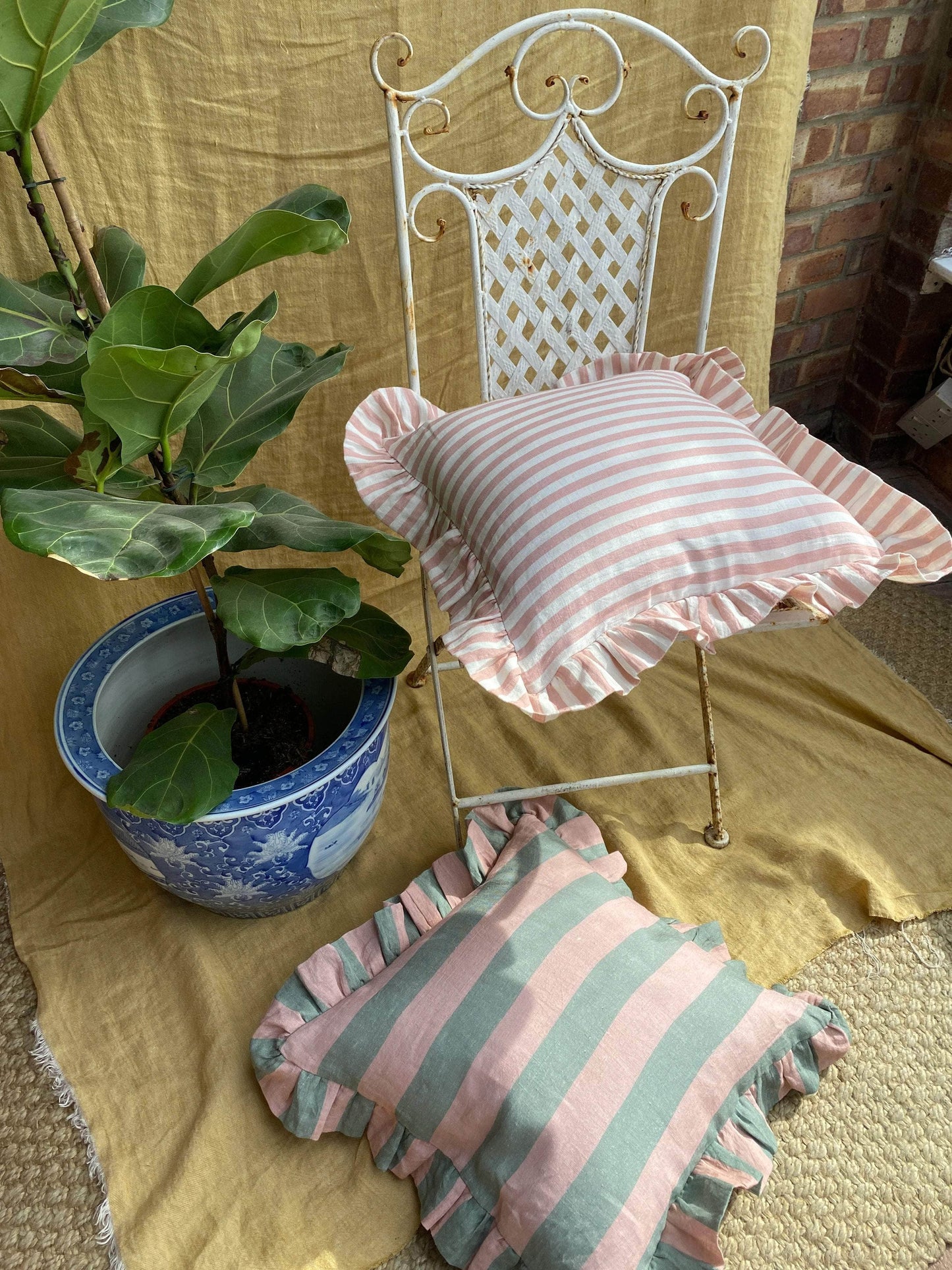 Sage & Blush Wide Stripe Cushion Cover