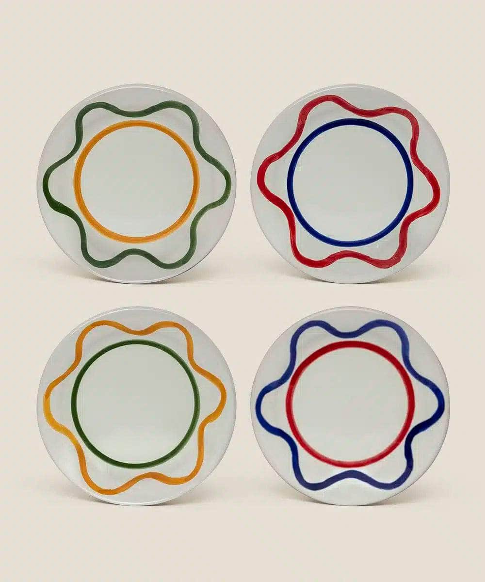 Set of 4 Wavy-Lines Plates