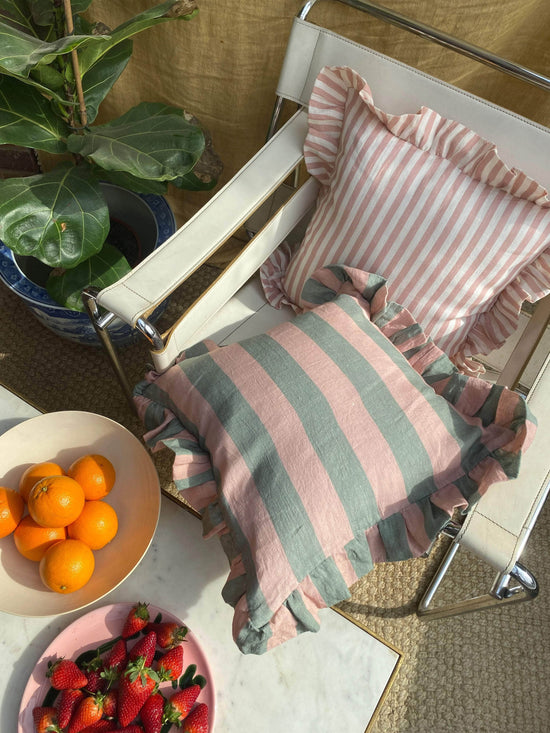 Sage & Blush Wide Stripe Cushion Cover