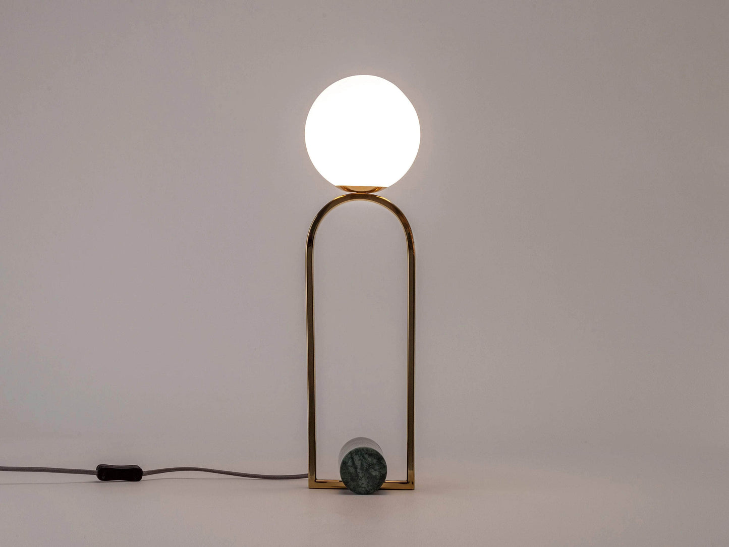 Olive green marble column table lamp