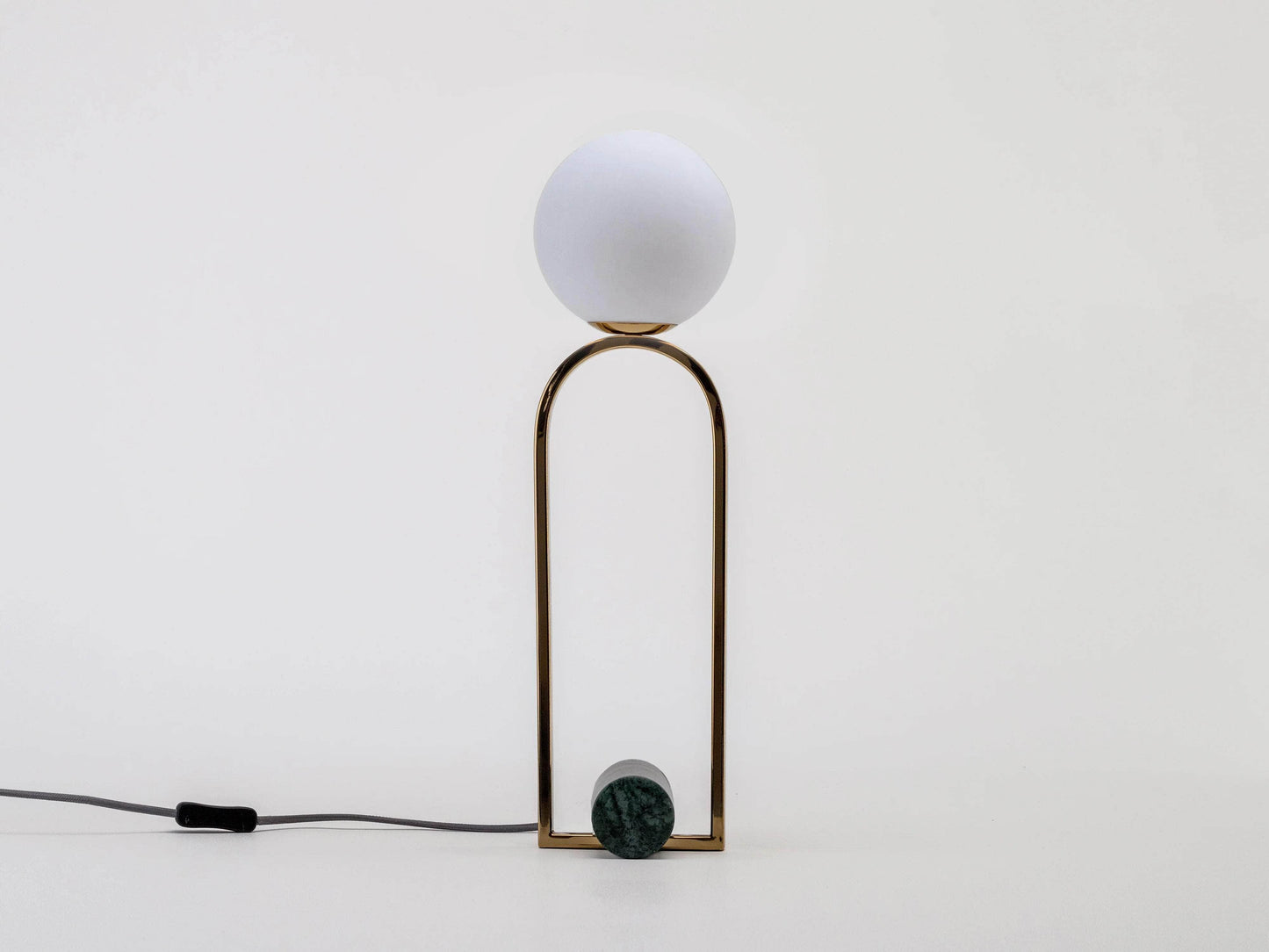 Olive green marble column table lamp