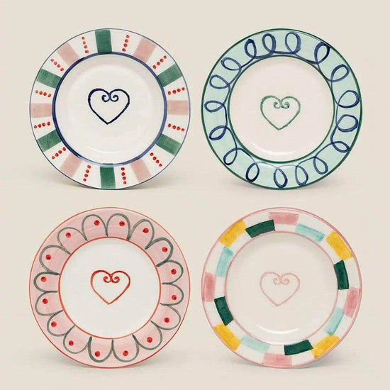 Set of 4 Heart Bread Plates/Coasters