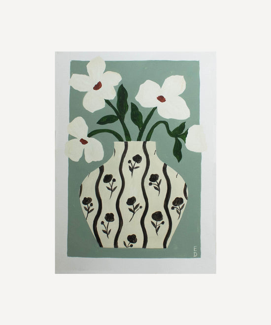 Floral Patterned Vase, Original Painting