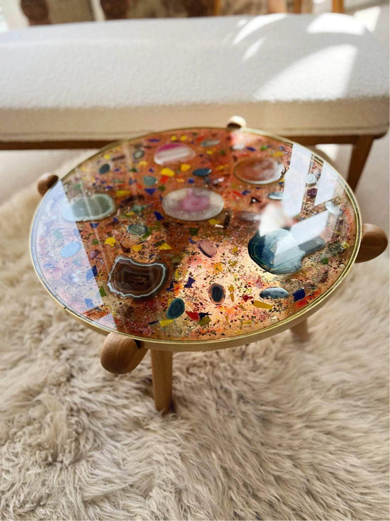 Agate Kaleidoscope Glass Table