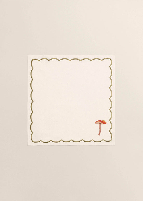 Beige Linen Mushroom Napkins ( Set of 4 )