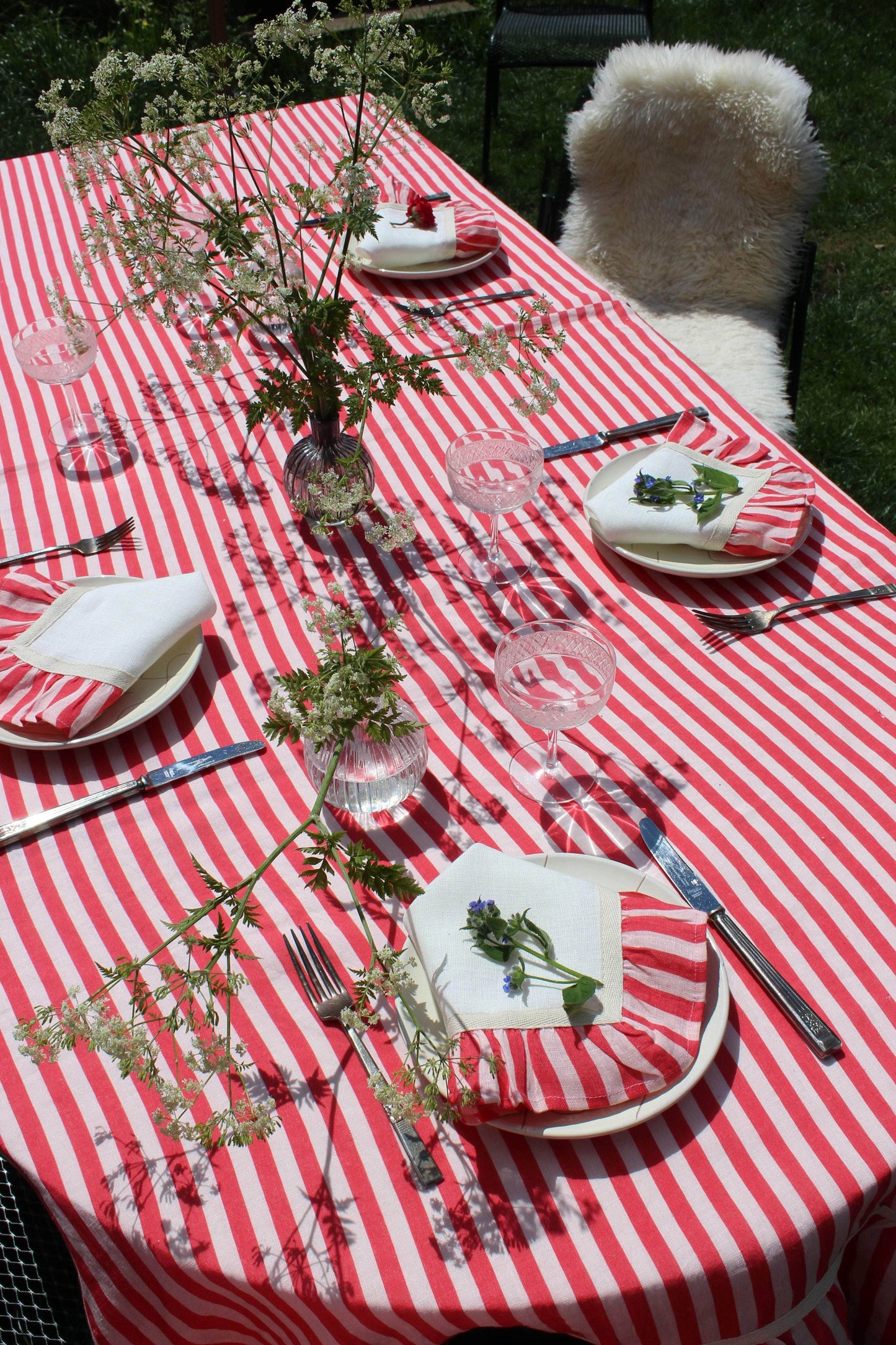 Cherry Red Candy Stripe - Set of 2 Napkins