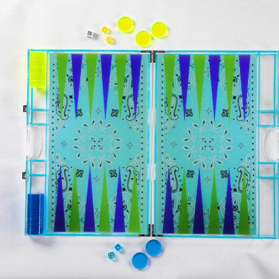 Load image into Gallery viewer, Blue Bandana Backgammon- Shipping End Nov
