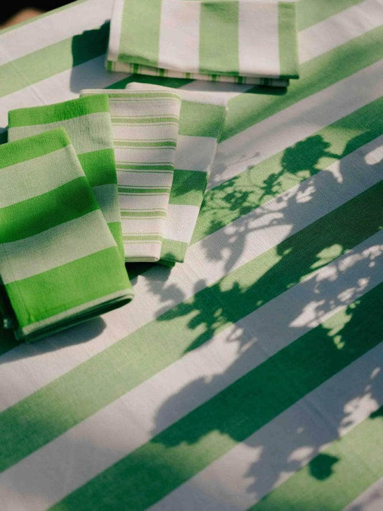 Lush Green Stripe Tablecloth