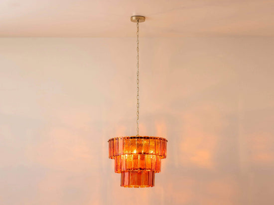 Amber Glass 3 Tiered Chandelier