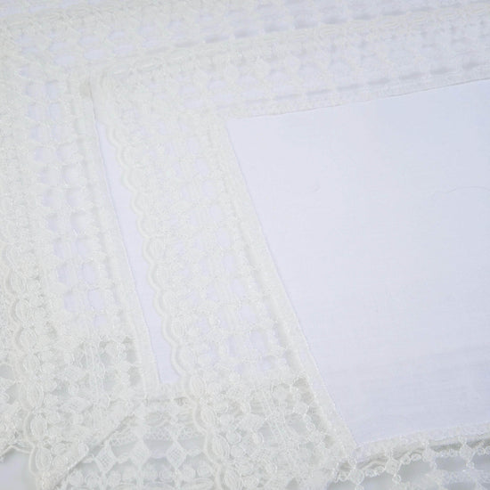 White Linen Placemat with Lace Trim