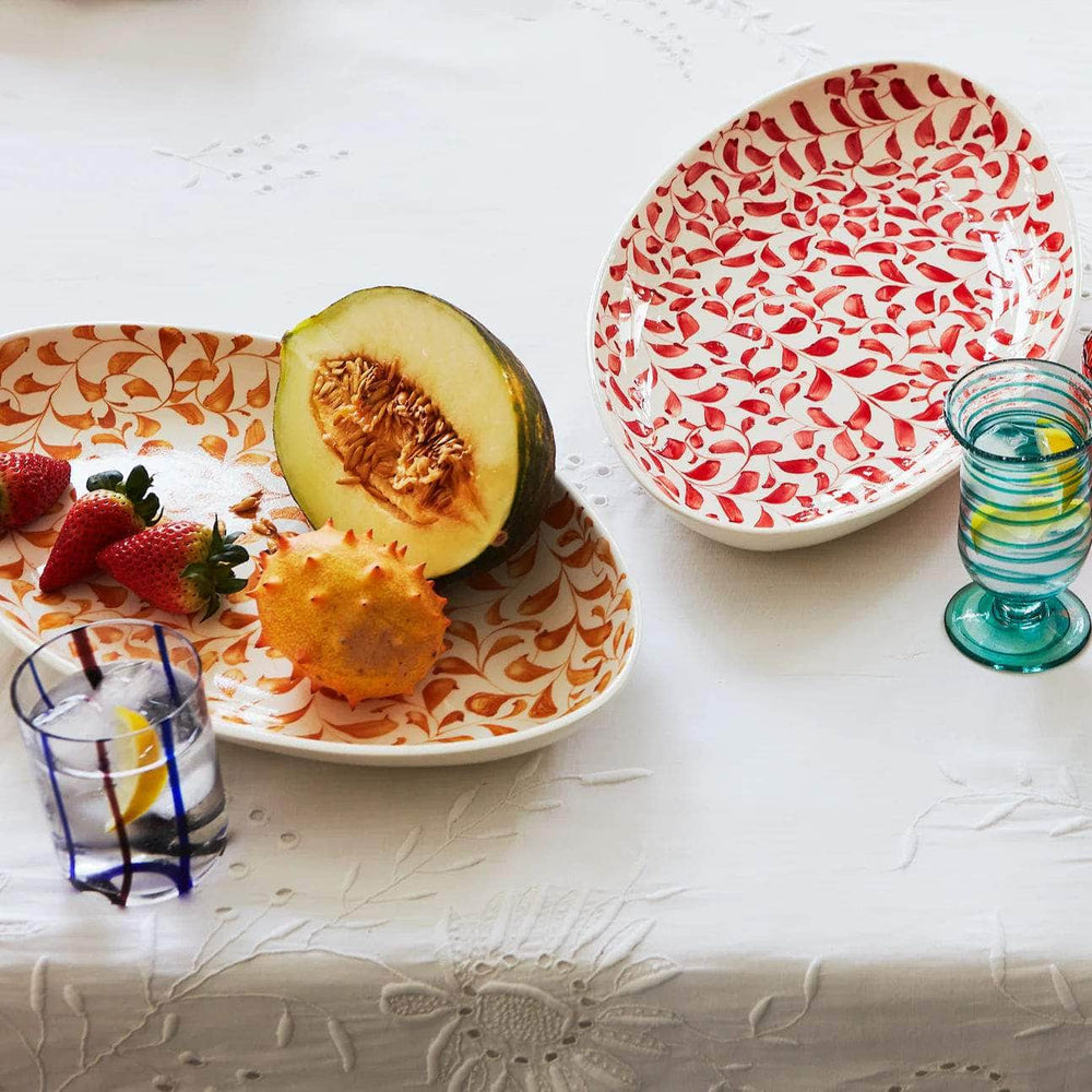 Red Scroll Serving Platters (Set of 2)