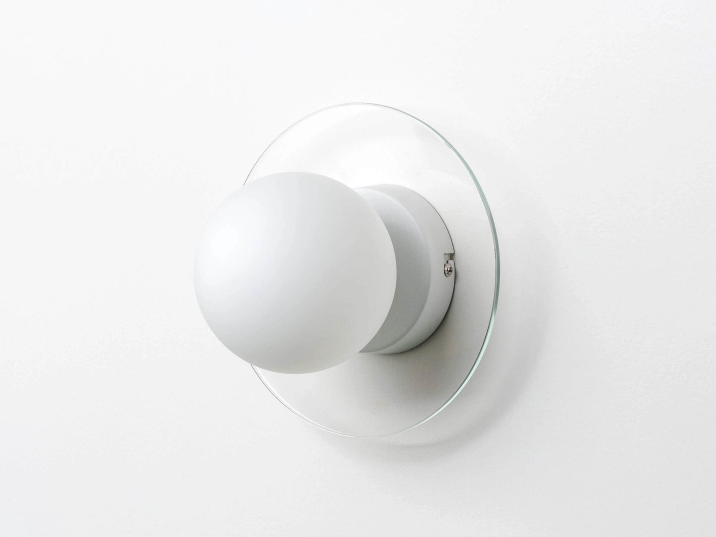 Glass opal disk wall light