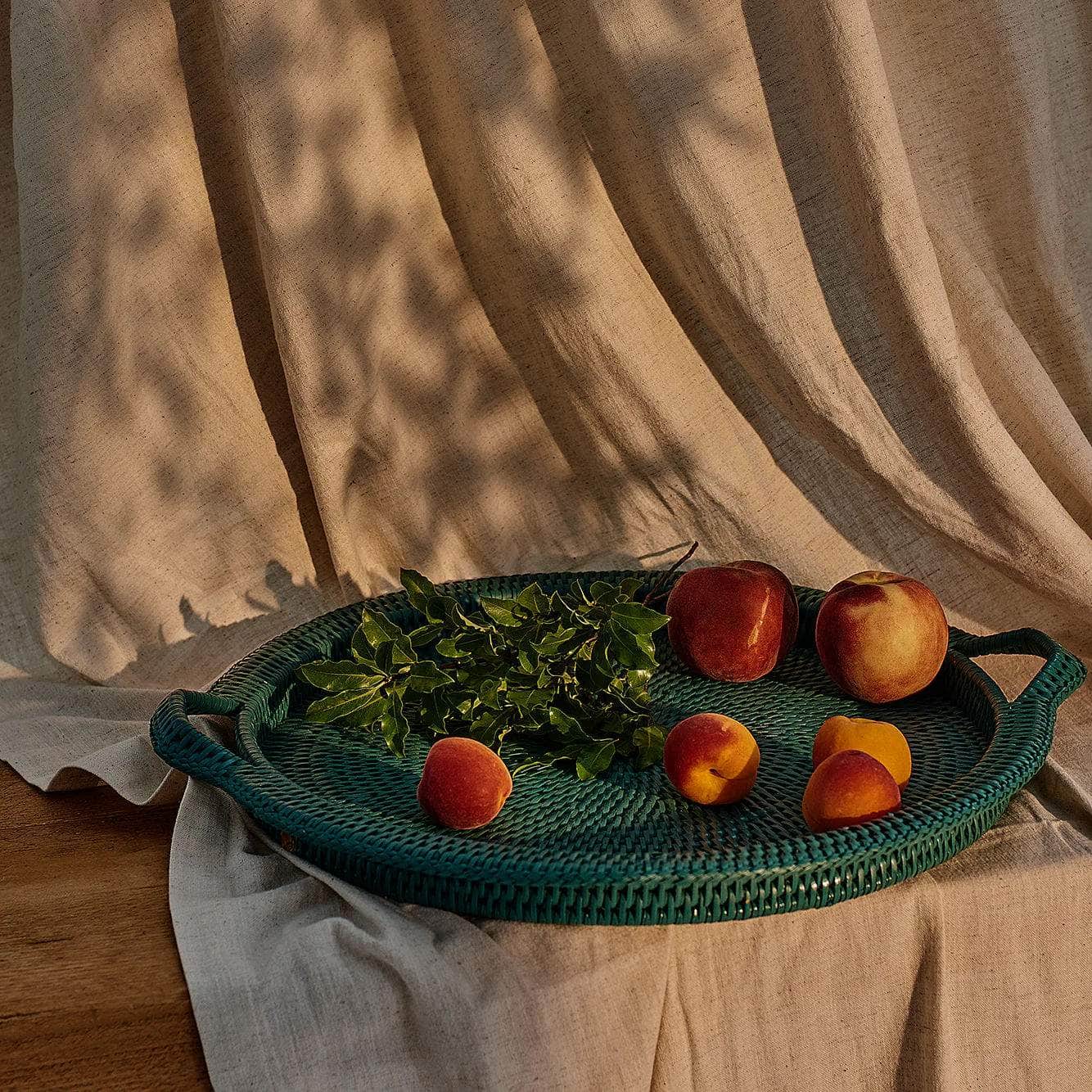 Inle Rattan Tray | Teal