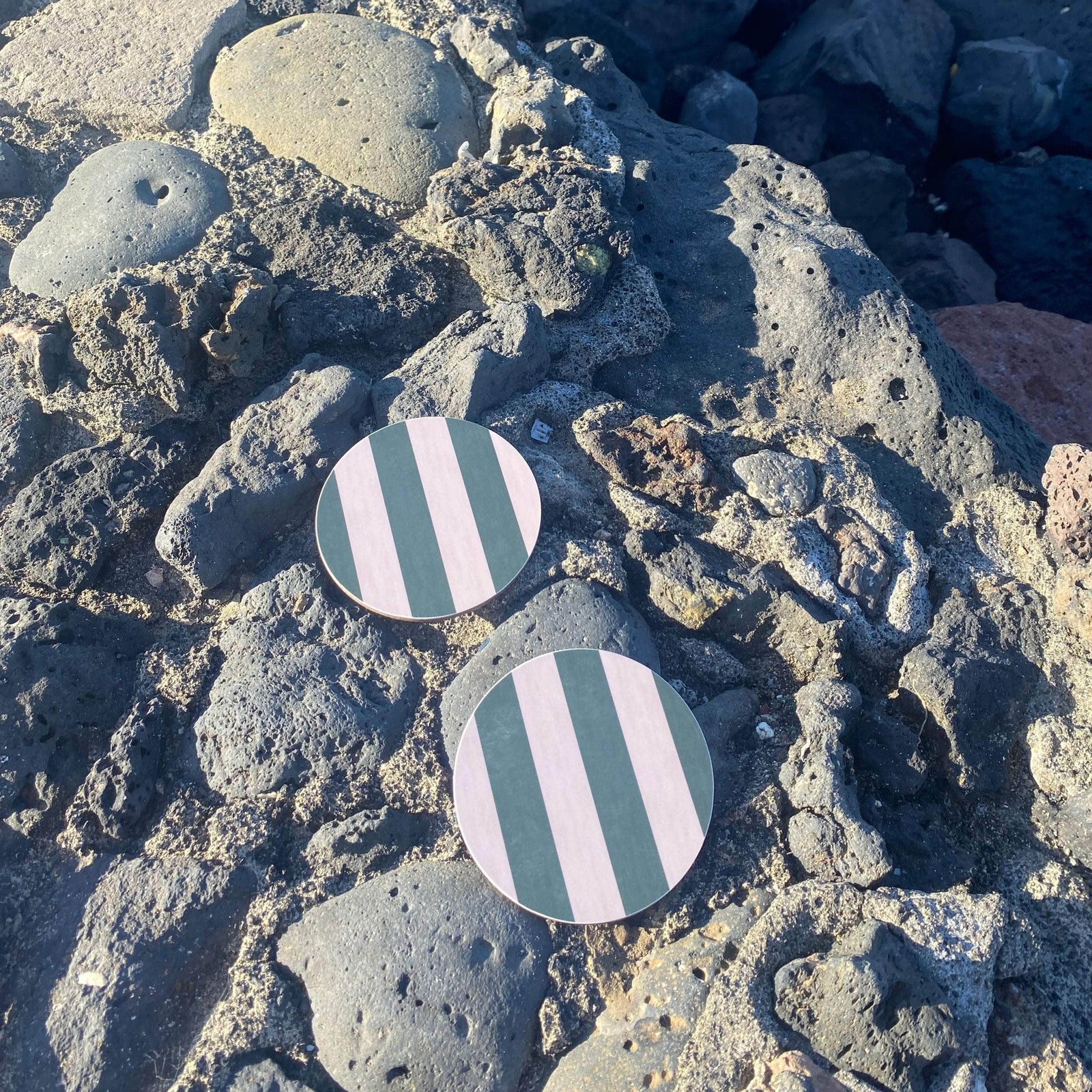 Set of 4 Forest Green  Stripe Coasters