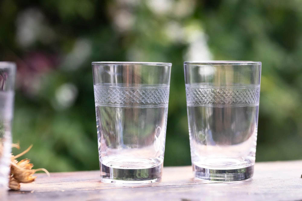 Crystal Tumblers with Bands Design
