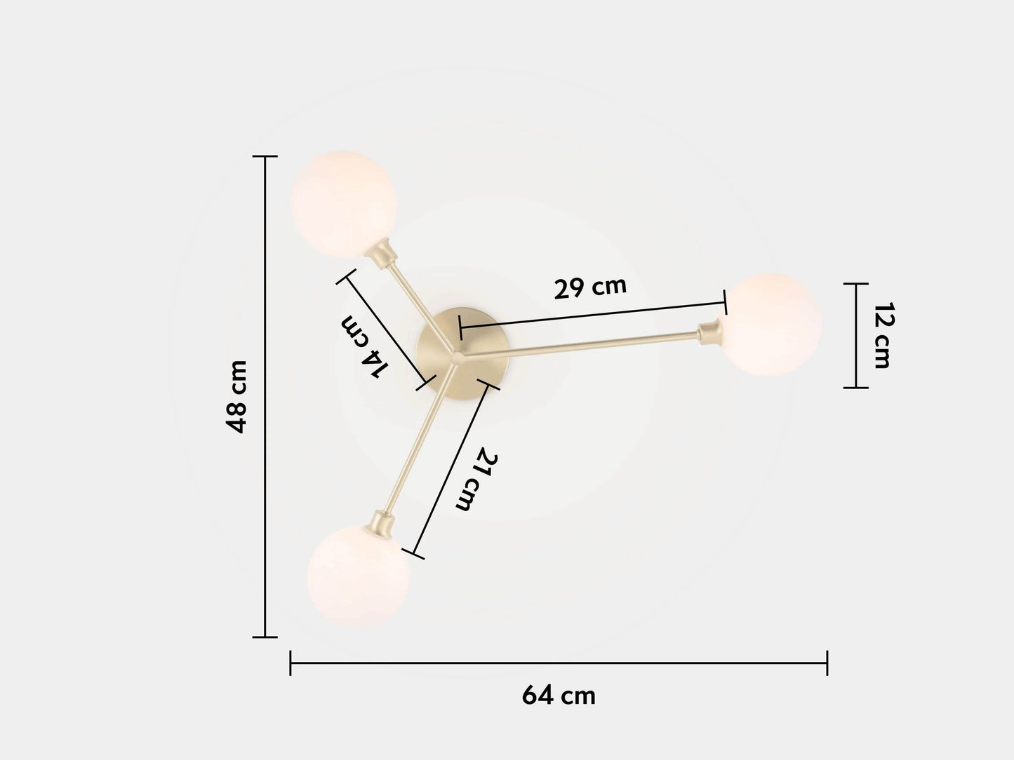 Brass 3 light flush ceiling light