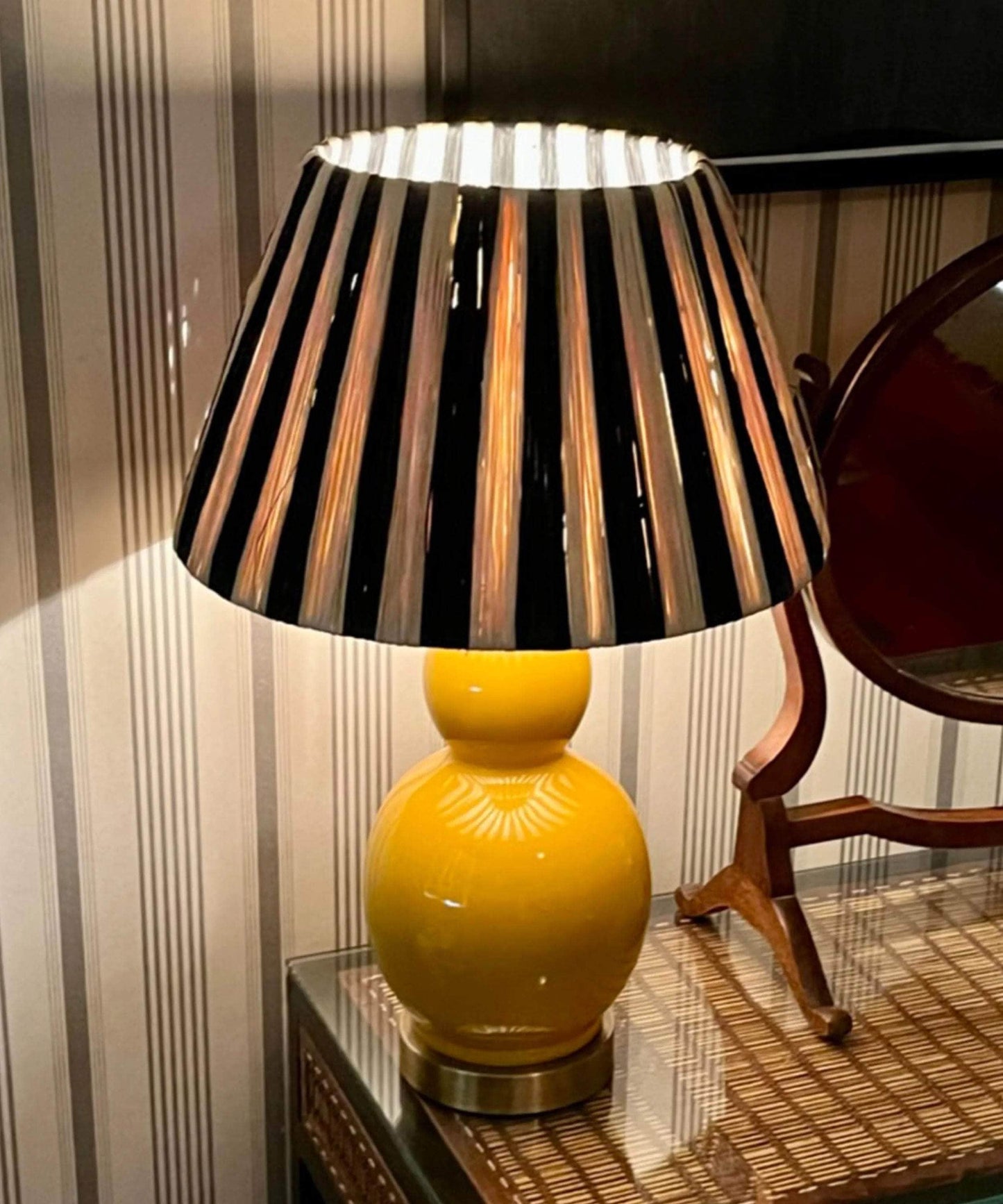 Tangier Raffia Lampshade | Black Stripe