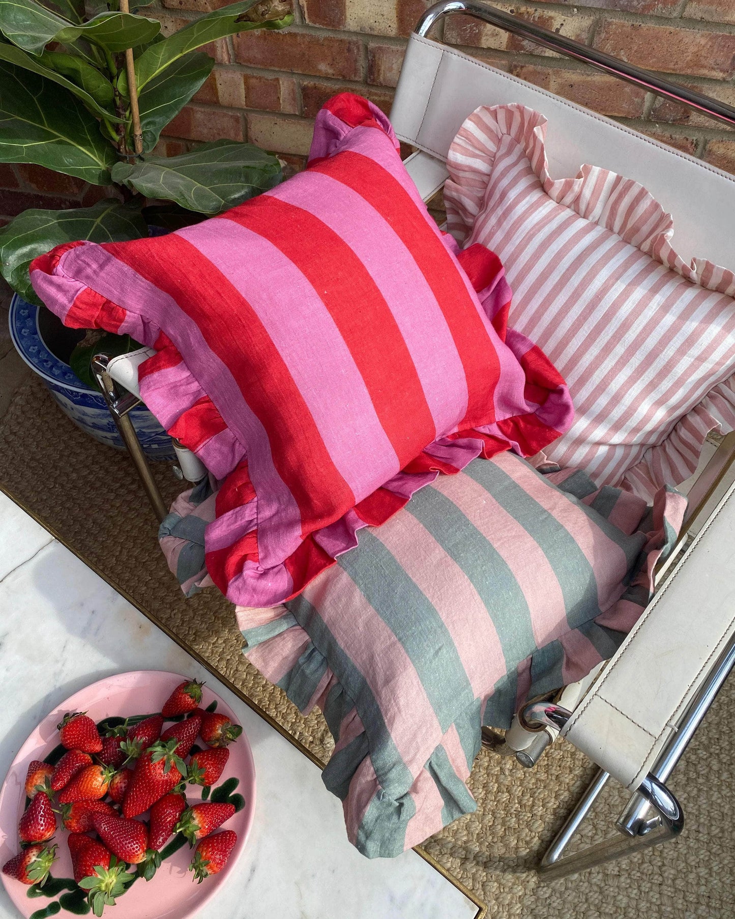 Cerise & Fuchsia Extra Wide Stripe Cushion Cover