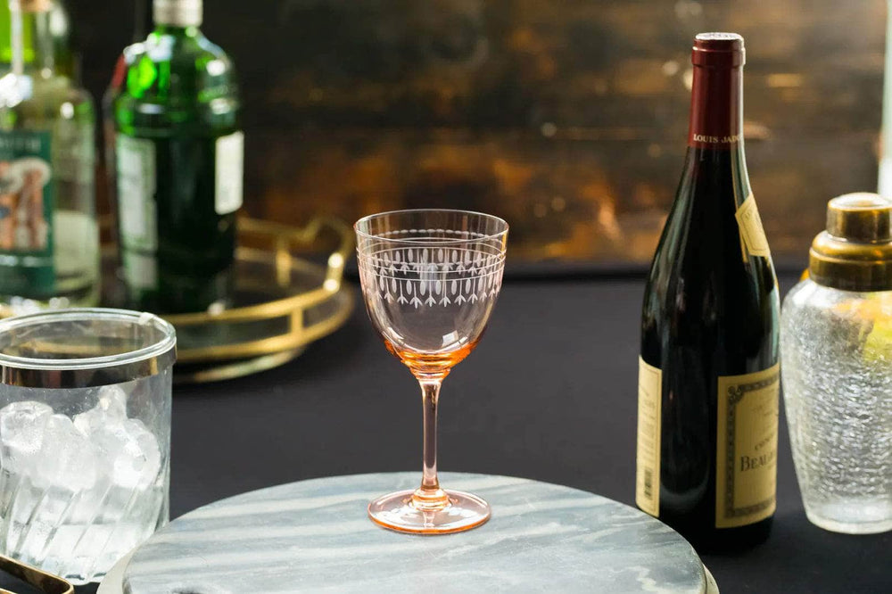 Rose Crystal Wine Glasses with ovals design