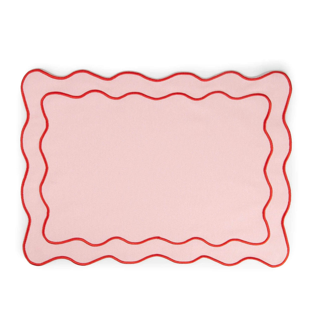 Embroidered Wave Placemat Pink