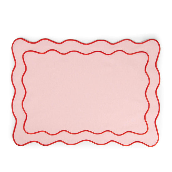 Embroidered Wave Placemat Pink