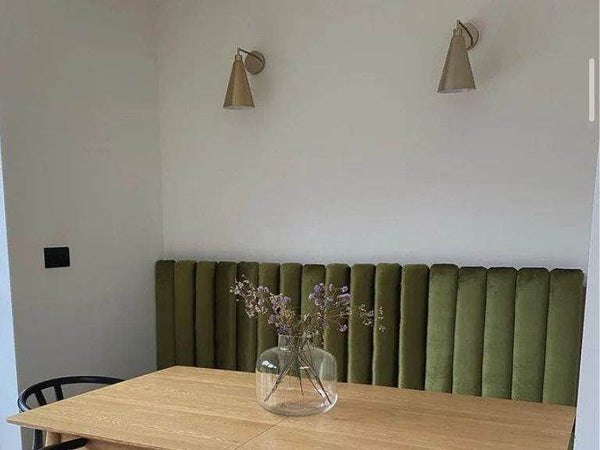 Brass cone shade wall light