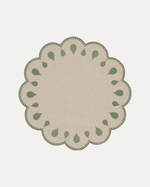 Gotas Placemat, Beige with Green