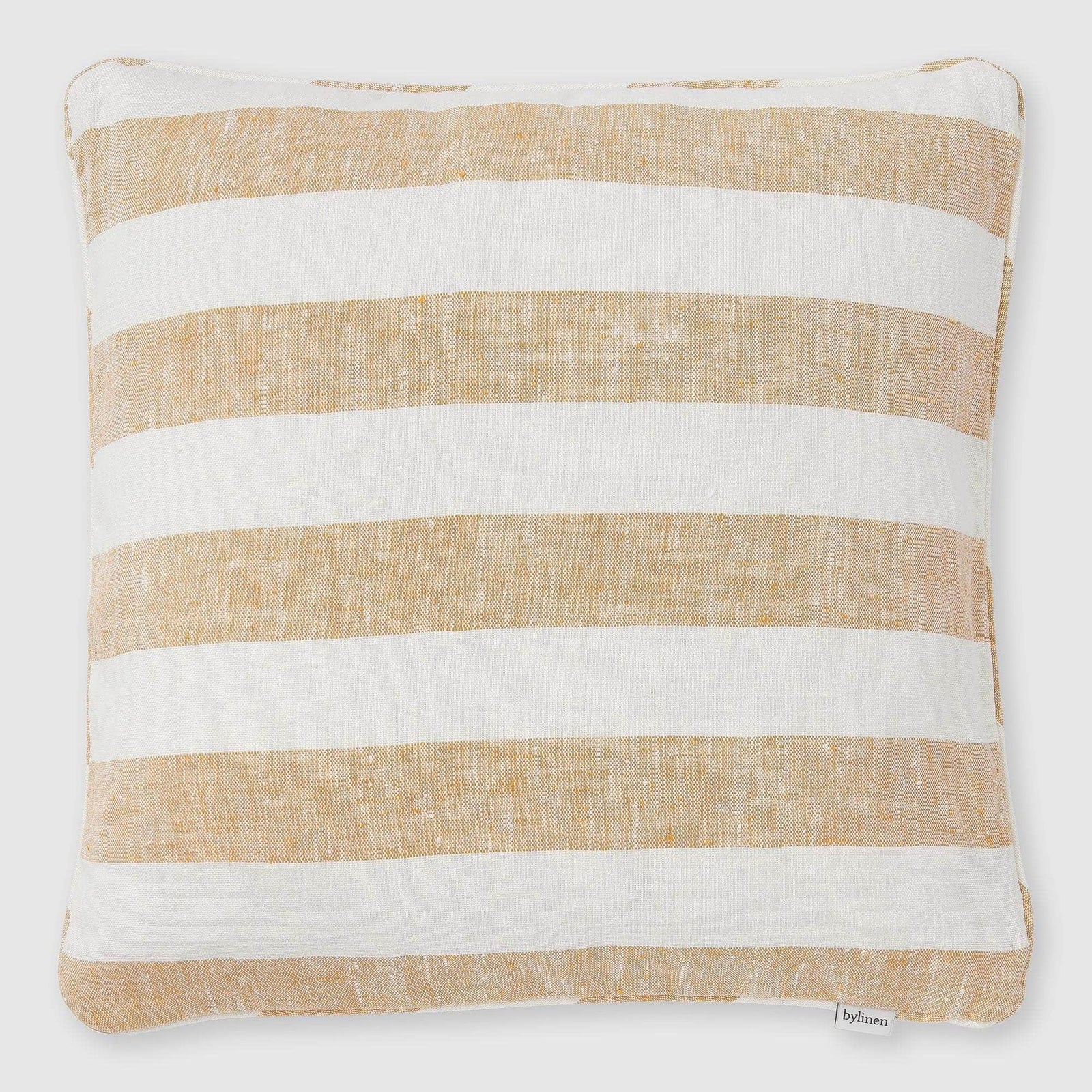 Yellow + White Striped Linen Cushion