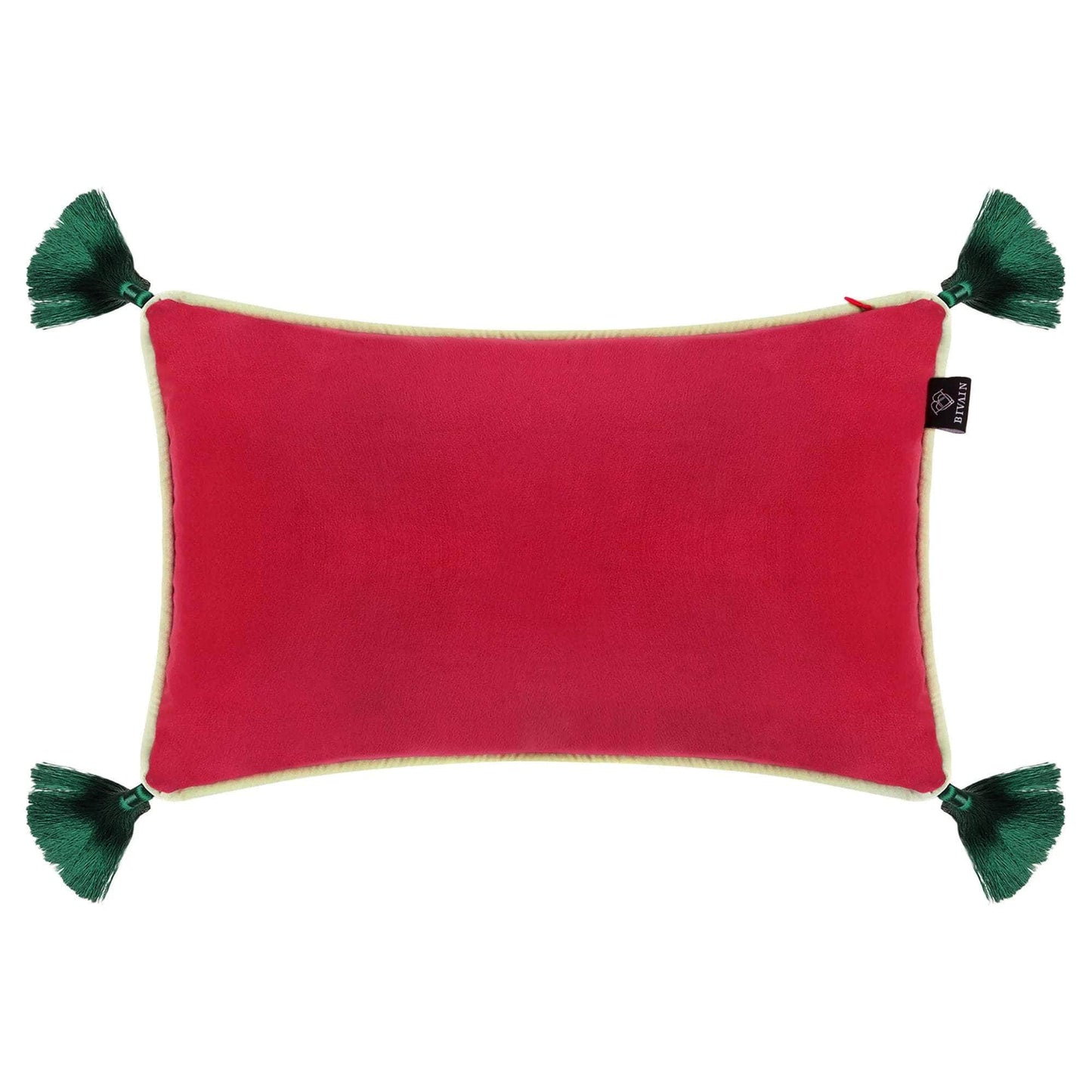 Fuschia Velvet Rectangular Cushion with Tassels