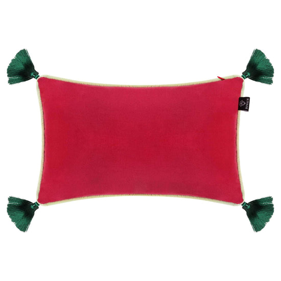 Load image into Gallery viewer, Fuschia Velvet Rectangular Cushion with Tassels
