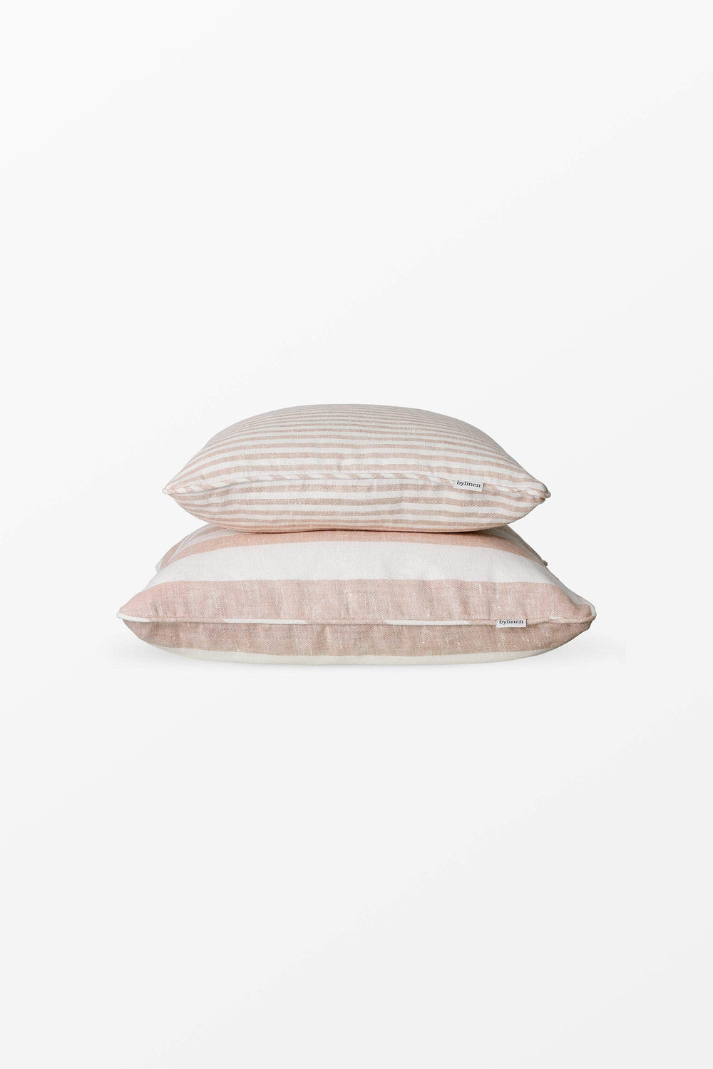 Pink + White Striped Linen Cushion