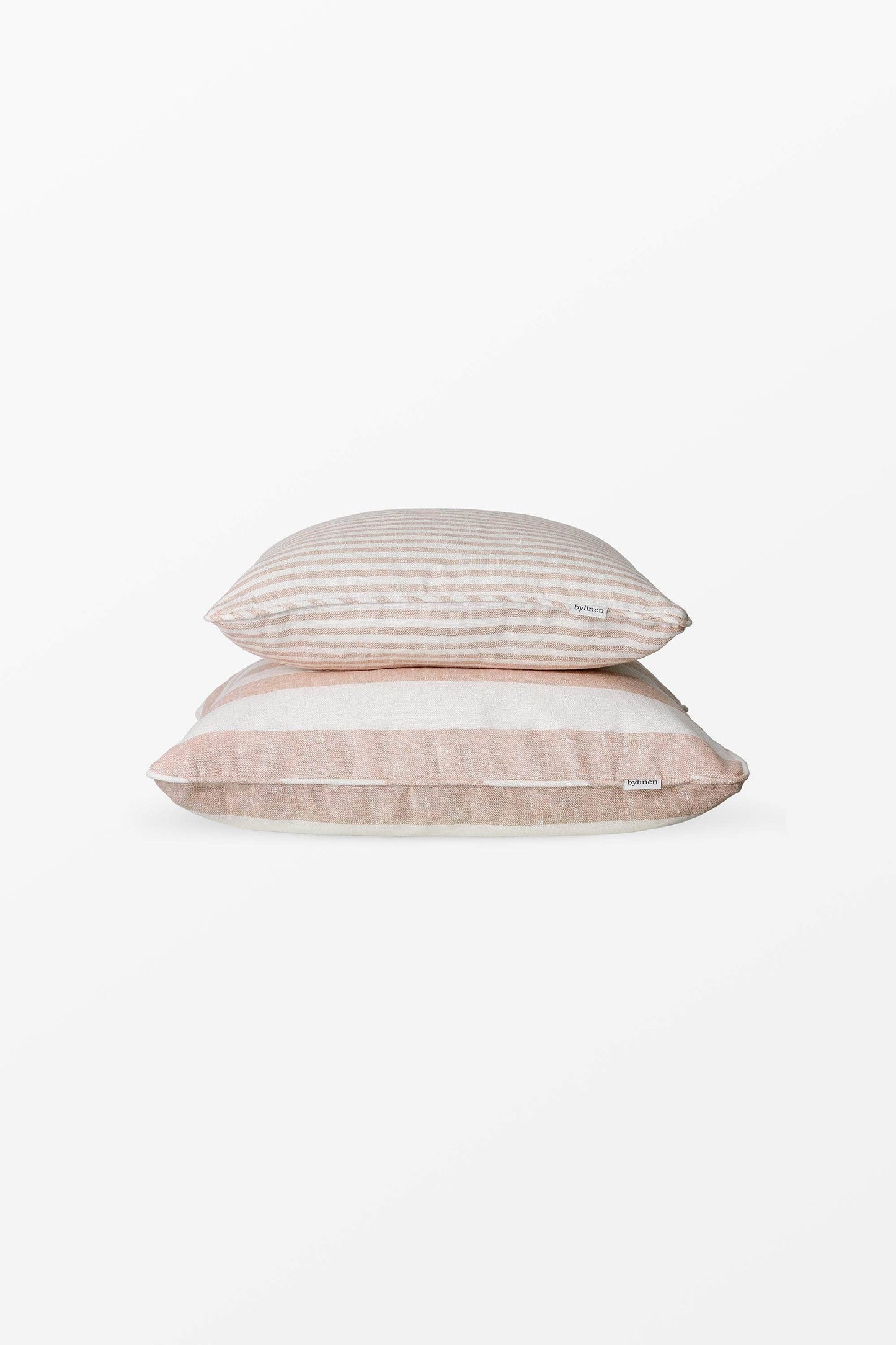 Pink + White Striped Linen Cushion