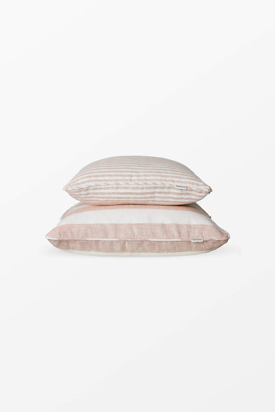 Pink + White Striped Linen Cushion