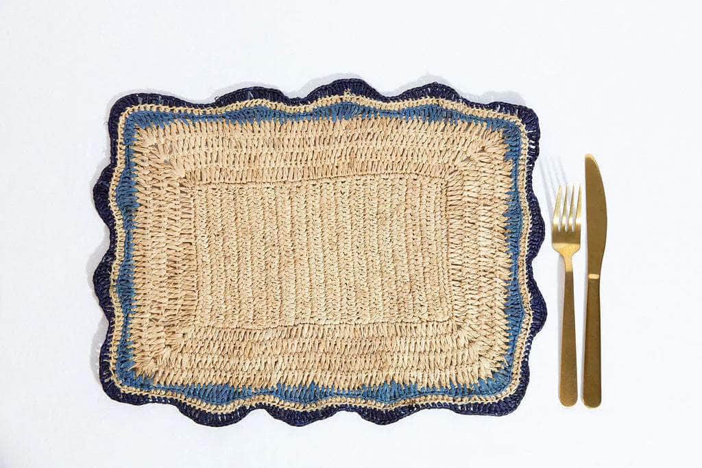 Garden Party Placemat with Blue Edges