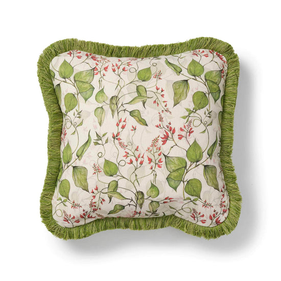 Square Bean Flower Cushion with Trim
