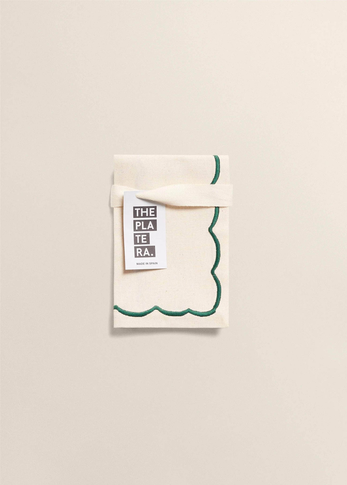 Beige Linen with Green Embroidered Napkins (Set of 2)