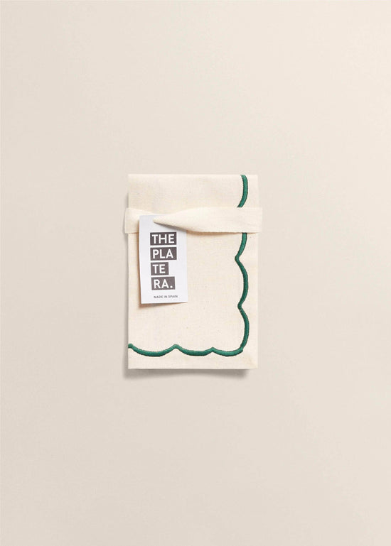 Beige Linen with Green Embroidered Napkins (Set of 2)
