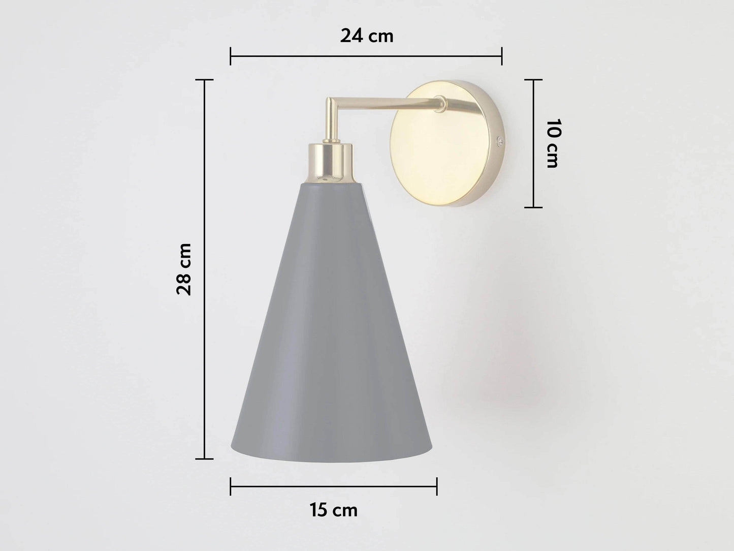 Charcoal grey cone shade wall light