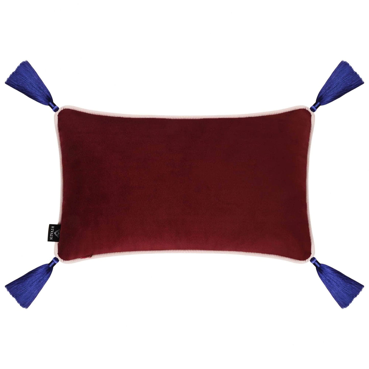 Burgundy Velvet Rectangular Cushion with Tassels