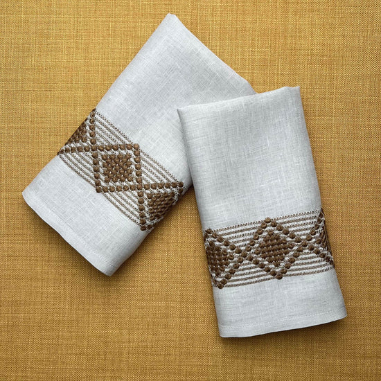 The Diamond Napkin & Placemat Set in Grey & Cocoa | One Napkin and One Placemat