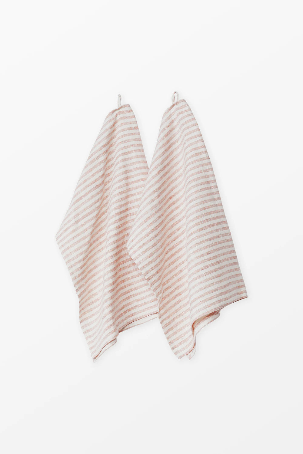 Pink + White Stripe Linen Kitchen Towels - Set of 2