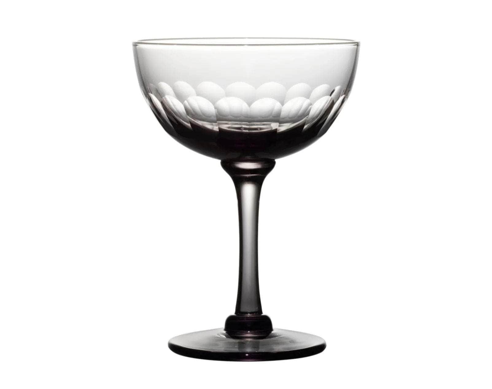 Smoky Crystal Champagne Saucers with lens design