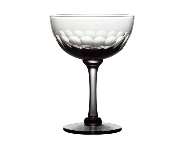 Smoky Crystal Champagne Saucers with lens design