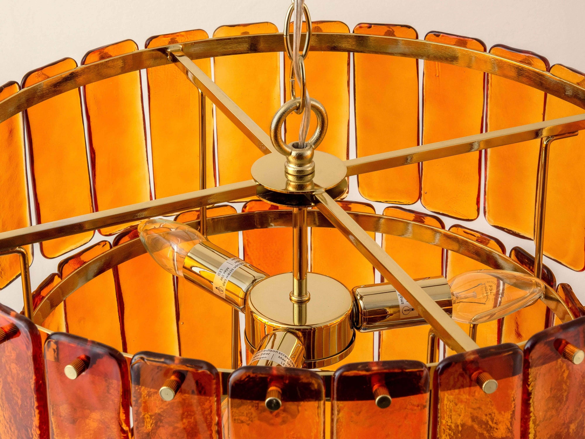 Amber Glass 3 Tiered Chandelier