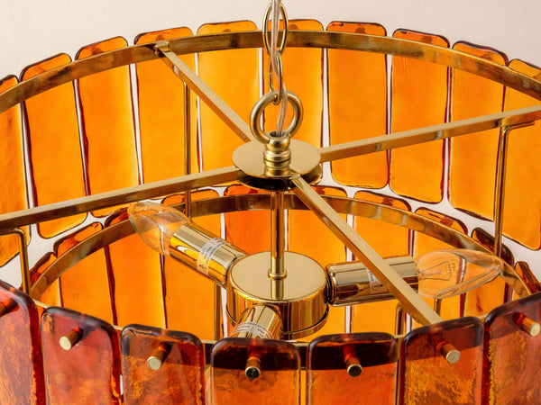 Amber Glass 3 Tiered Chandelier